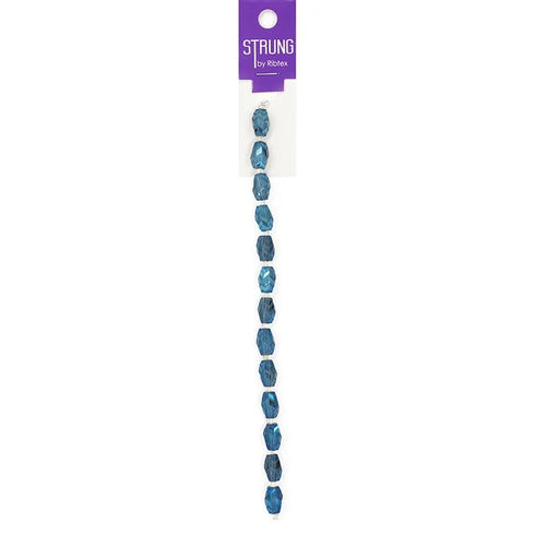Glass Oblong Etched Strung Beads